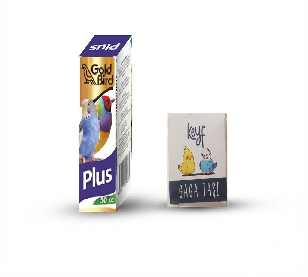 Gold Bird Plus Vitamin Çözeltisi 50 cc +  Kafes Kuşları Gaga Taşı Seti